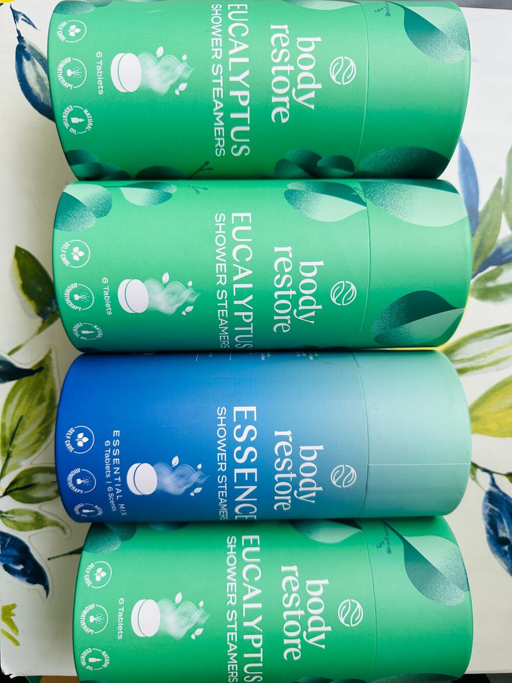 SET of 4 / 24 Tablets NEW BODY RESTORE Shower Steamers in Eucalyptus and Essence